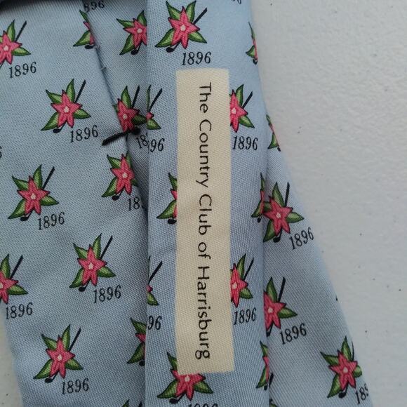 Vineyard Vines Golf Floral Stylish Silk Blue and Yellow Patterned Neckties - Picture 7 of 13